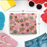 10x13 Poly Mailers, Self Sealing Mailing Envelopes, Multipurpose Bags - 100pcs - Pink Christmas