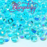 2-6mm Mixed Aqua AB Transparent Jelly Resin Round Flat Back Loose Rhinestones
