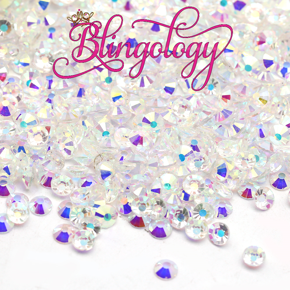 Clear AB Transparent Glass Round Flat Back Loose Rhinestones