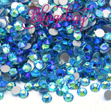 Aquamarine AB Glass Round Flat Back Loose Rhinestones