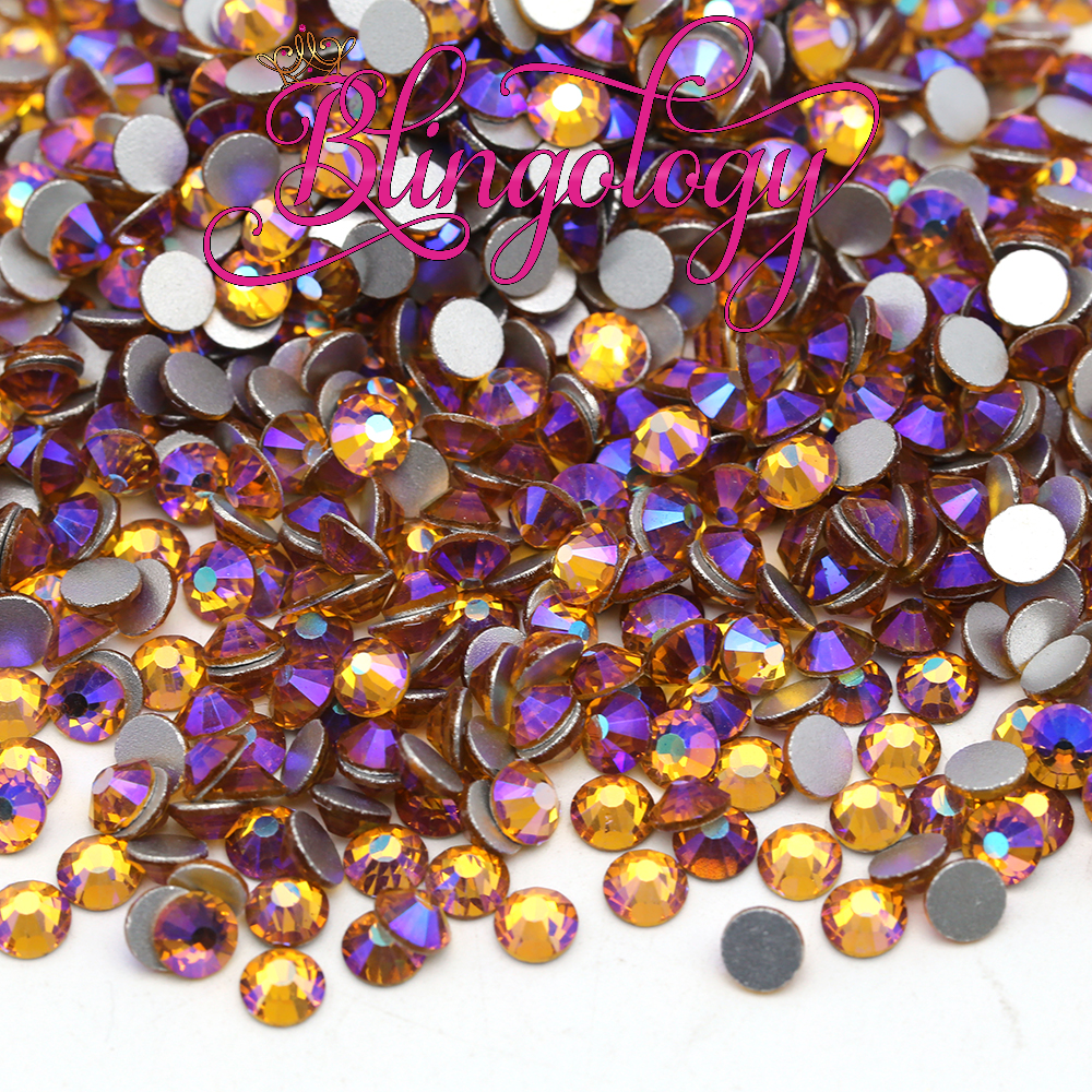 Topaz AB Glass Round Flat Back Loose Rhinestones