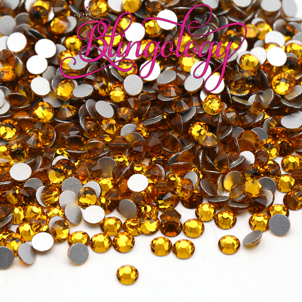 Topaz Glass Round Flat Back Loose Rhinestones