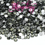 Black Diamond Glass Round Flat Back Loose Rhinestones