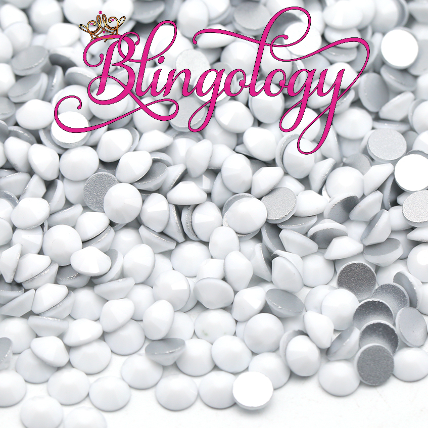 White Glass Round Flat Back Loose Rhinestones