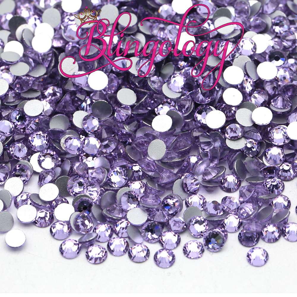 Light Purple Glass Round Flat Back Loose Rhinestones