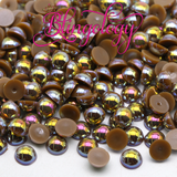 Coffee AB Pearls Resin Round Flat Back Loose Pearls