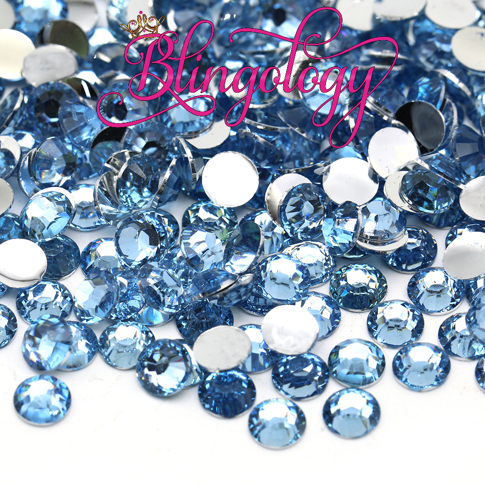Light Sapphire Resin Round Flat Back Loose Rhinestones
