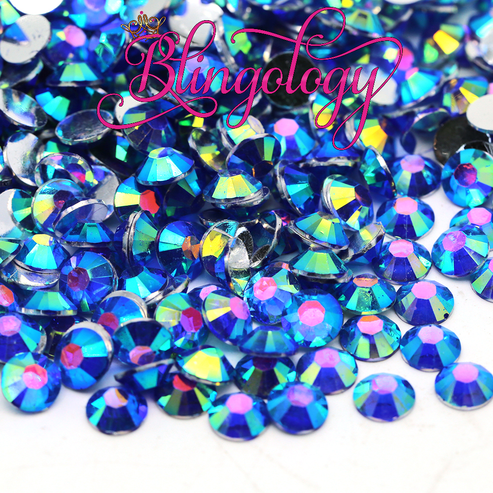 Sapphire AB Resin Round Flat Back Loose Rhinestones