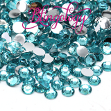 Aquamarine Resin Round Flat Back Loose Rhinestones