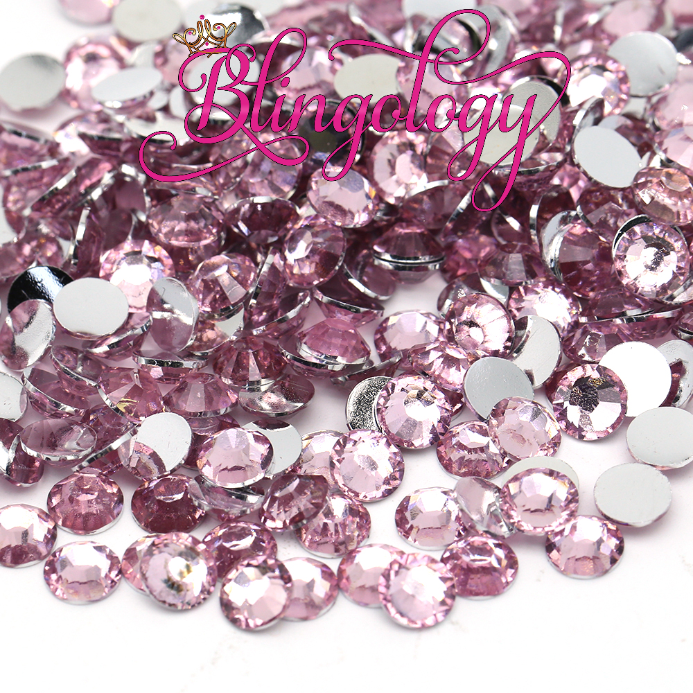 Light Pink Resin Round Flat Back Loose Rhinestones