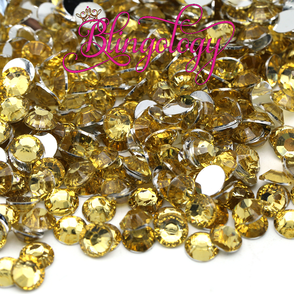 Light Topaz Resin Round Flat Back Loose Rhinestones