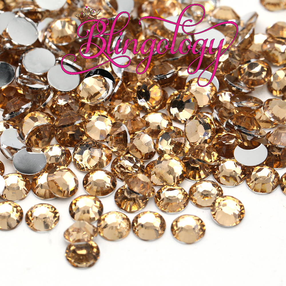Champagne Resin Round Flat Back Loose Rhinestones