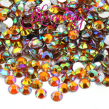Orange AB Resin Round Flat Back Loose Rhinestones