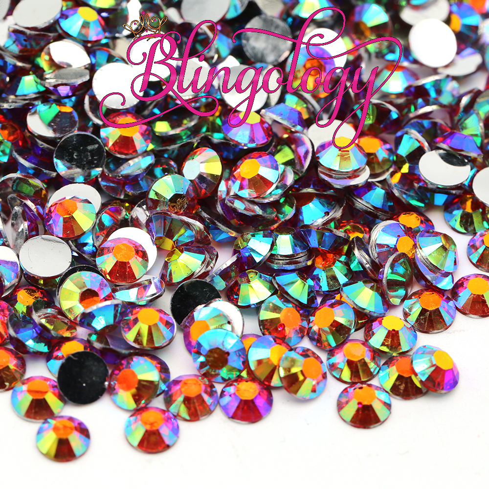 Siam AB Resin Round Flat Back Loose Rhinestones