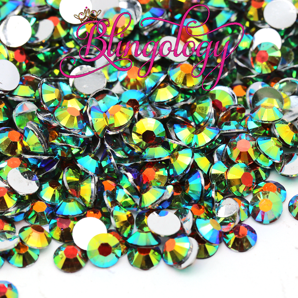 Dark Siam AB Resin Round Flat Back Loose Rhinestones