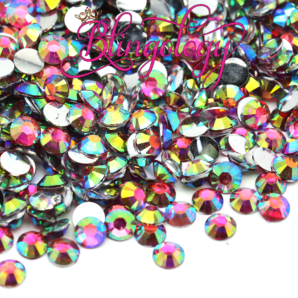 Fuchsia AB Resin Round Flat Back Loose Rhinestones