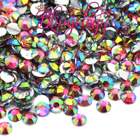 2-6mm Mixed Fuchsia AB Resin Round Flat Back Loose Rhinestones