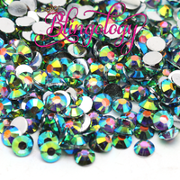 Black Diamond AB Resin Round Flat Back Loose Rhinestones