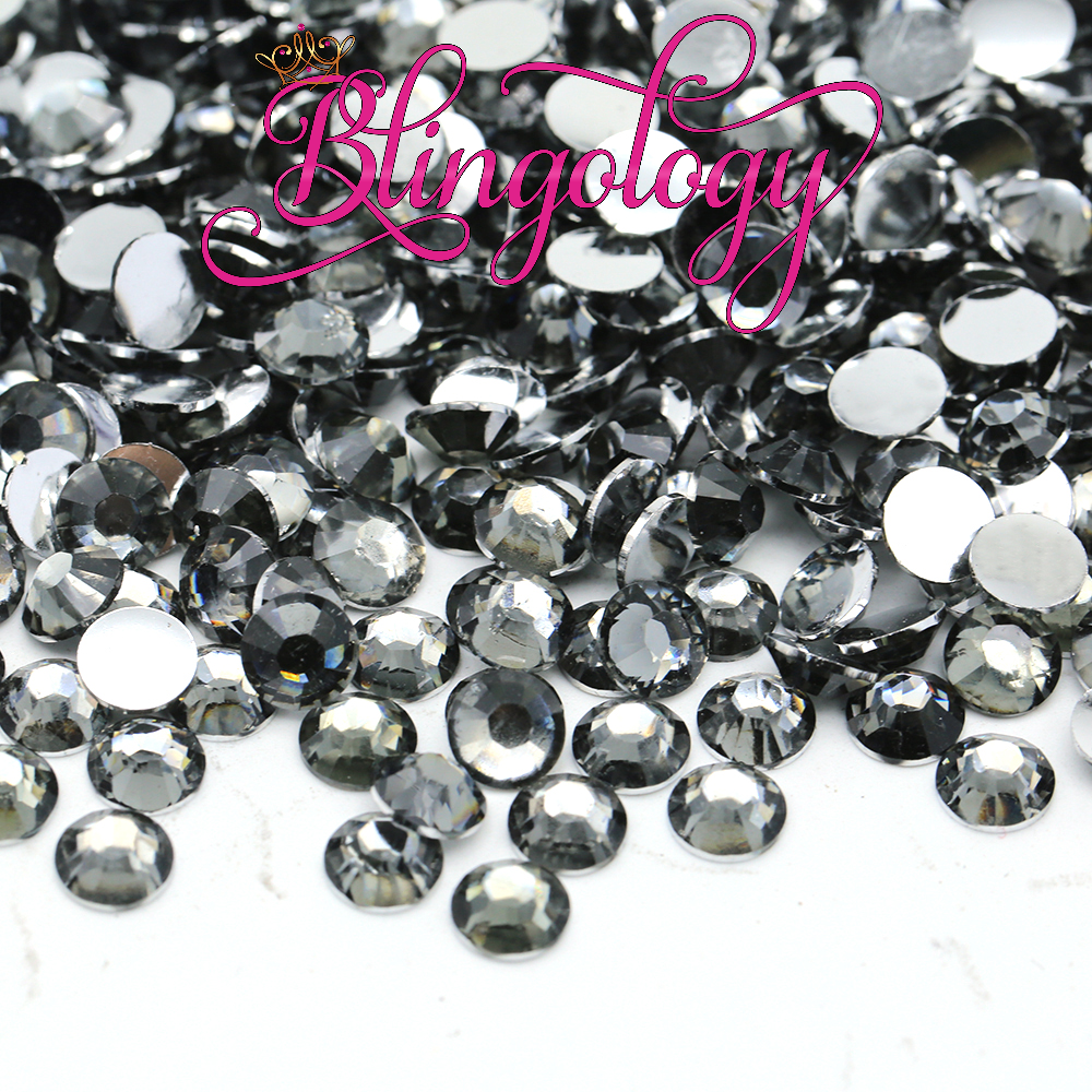 Black Diamond Resin Round Flat Back Loose Rhinestones