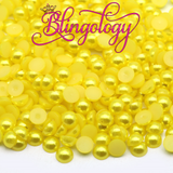 Yellow Pearls Resin Round Flat Back Loose Pearls