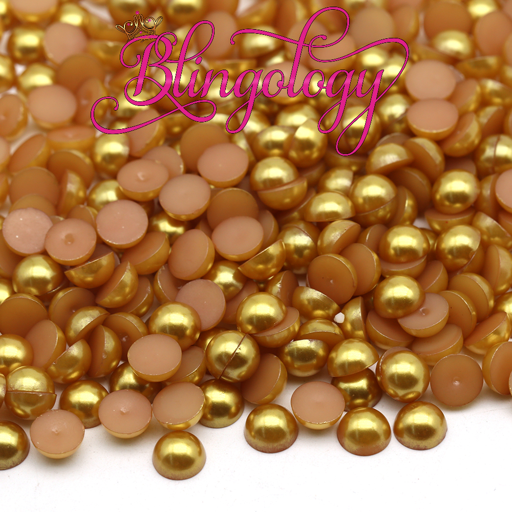 Flaxen Pearls Resin Round Flat Back Loose Pearls