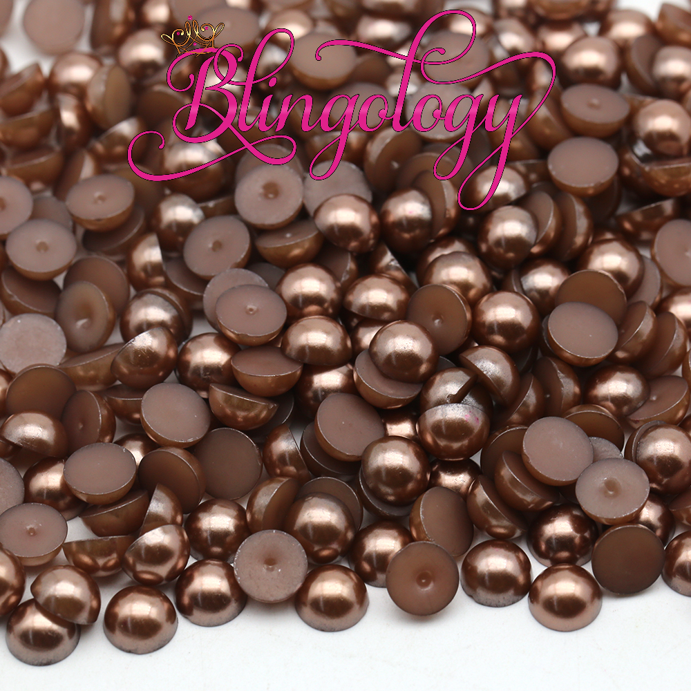 Bronze Pearls Resin Round Flat Back Loose Pearls