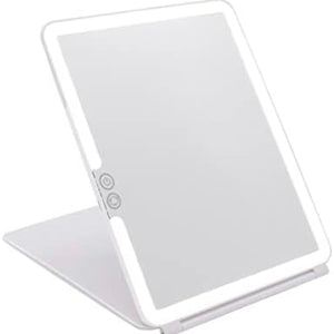 NIB LARGE LED Travel Mirror, Foldable - White/Leopard