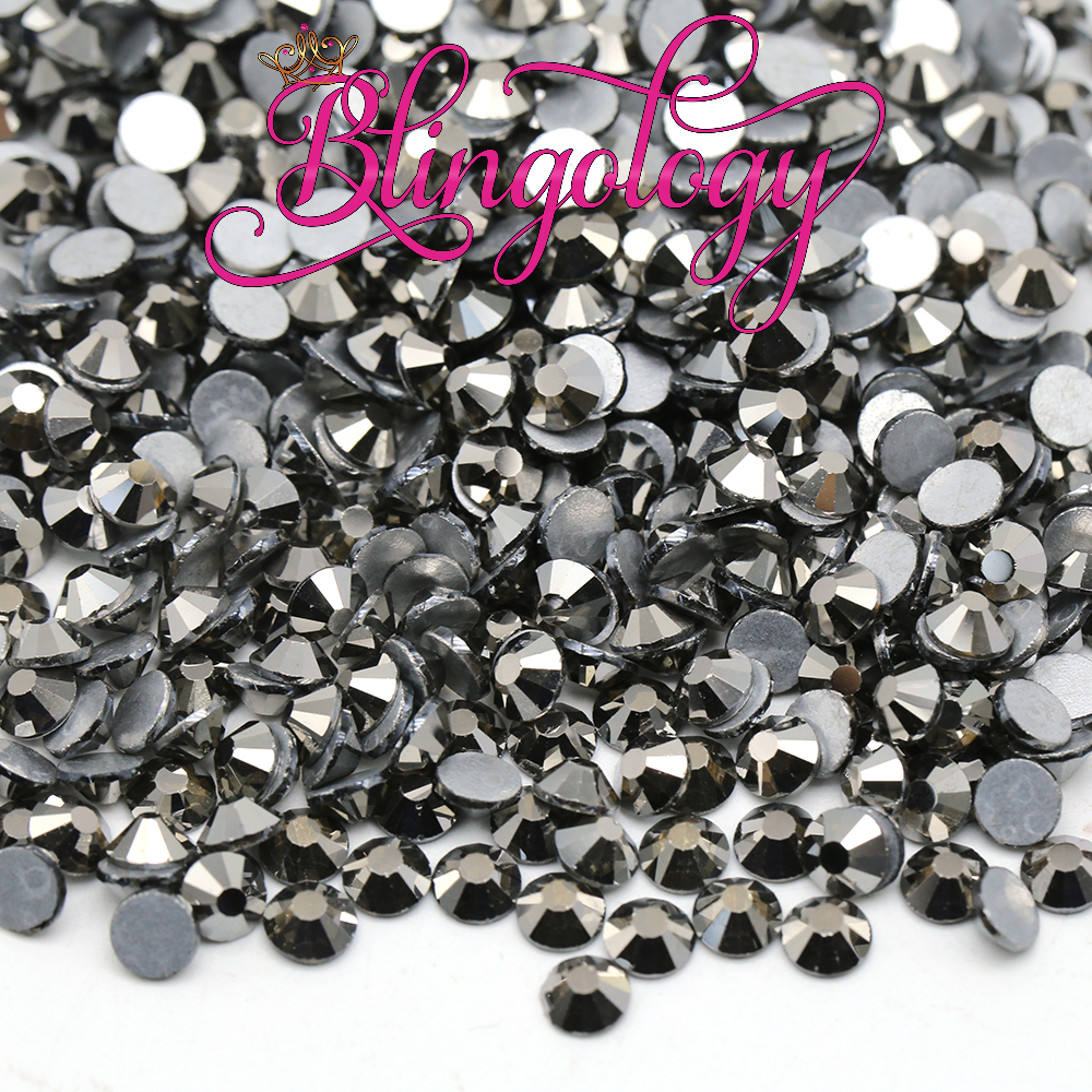 Hematite Glass Round Flat Back Loose Rhinestones