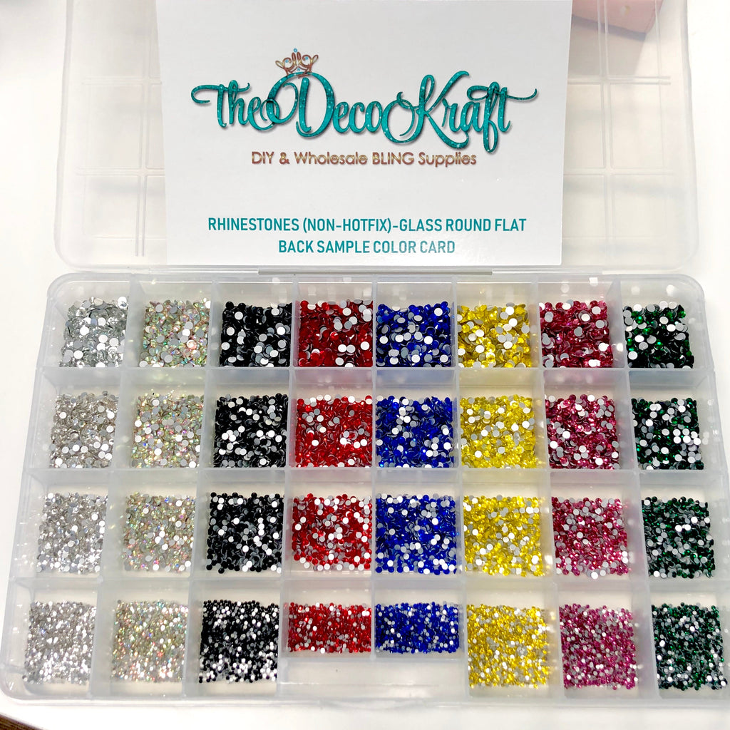 SS6-SS20 (2-5mm) Assorted Glass Round Flat Back Rhinestones with Organizer Set