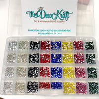 SS6-SS20 (2-5mm) Assorted Glass Round Flat Back Rhinestones with Organizer Set