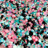 2-10mm Mixed Pearls & Rhinestones Round Flat Back Loose Pearls #132 - 2000pcs