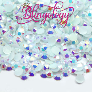 White AB Jelly Resin Round Flat Back Loose Rhinestones