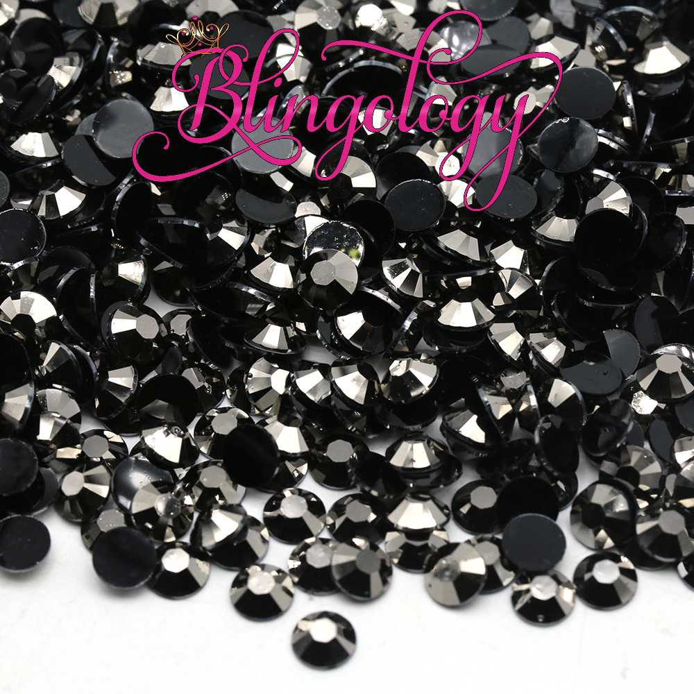 Hematite Jelly Resin Round Flat Back Loose Rhinestones
