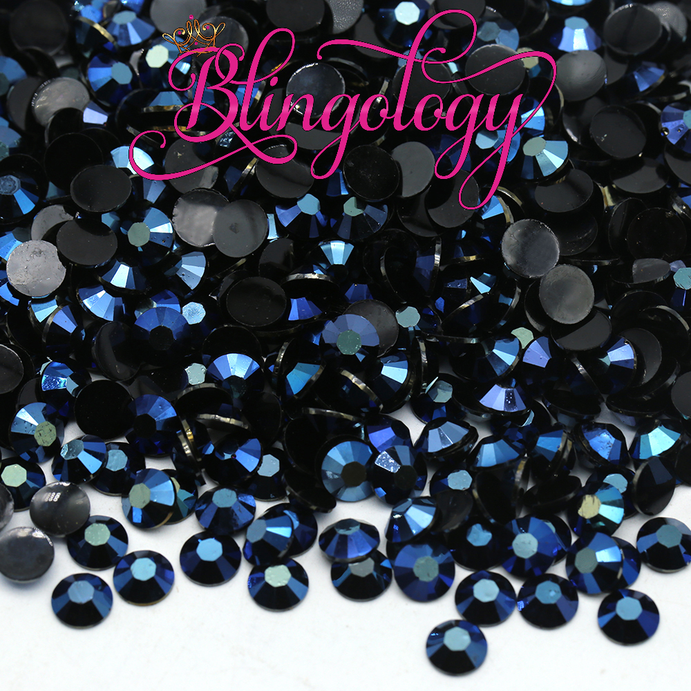 Navy AB Jelly Resin Round Flat Back Loose Rhinestones
