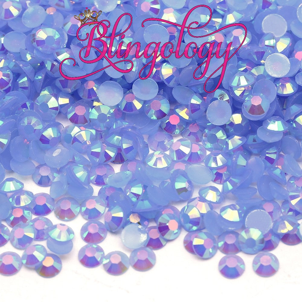 Light Sapphire AB Jelly Resin Round Flat Back Loose Rhinestones