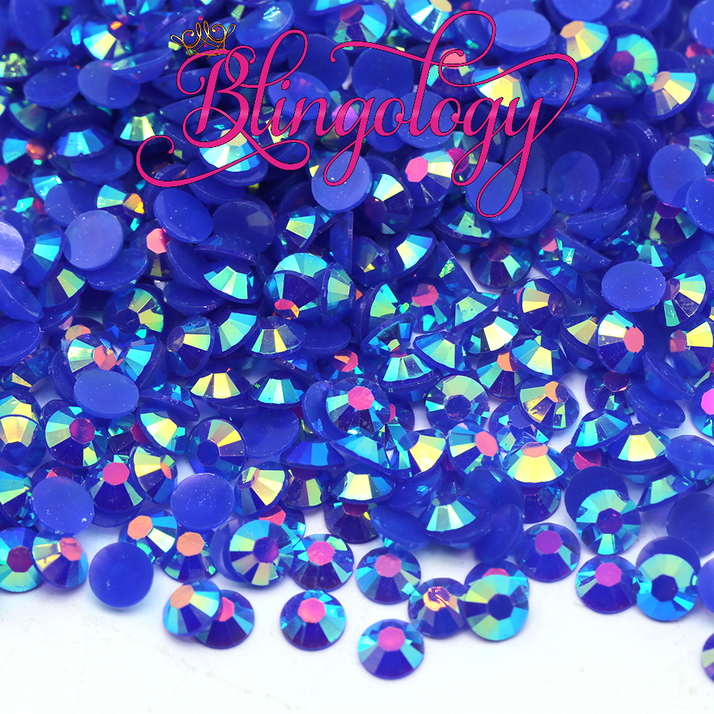 Sapphire AB Jelly Resin Round Flat Back Loose Rhinestones