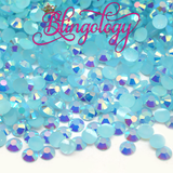 Aquamarine AB Jelly Resin Round Flat Back Loose Rhinestones