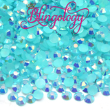 Medium Aquamarine AB Jelly Resin Round Flat Back Loose Rhinestones