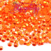 2-6mm Mixed Bright Orange Jelly Resin Round Flat Back Loose Rhinestones