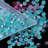 Medium Aquamarine AB Jelly Resin Round Flat Back Loose Rhinestones