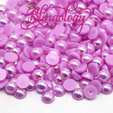 Sugar Plum AB Pearls Resin Round Flat Back Loose Pearls