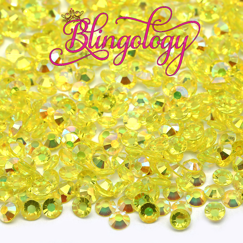 Citrine AB Transparent Jelly Resin Round Flat Back Loose Rhinestones