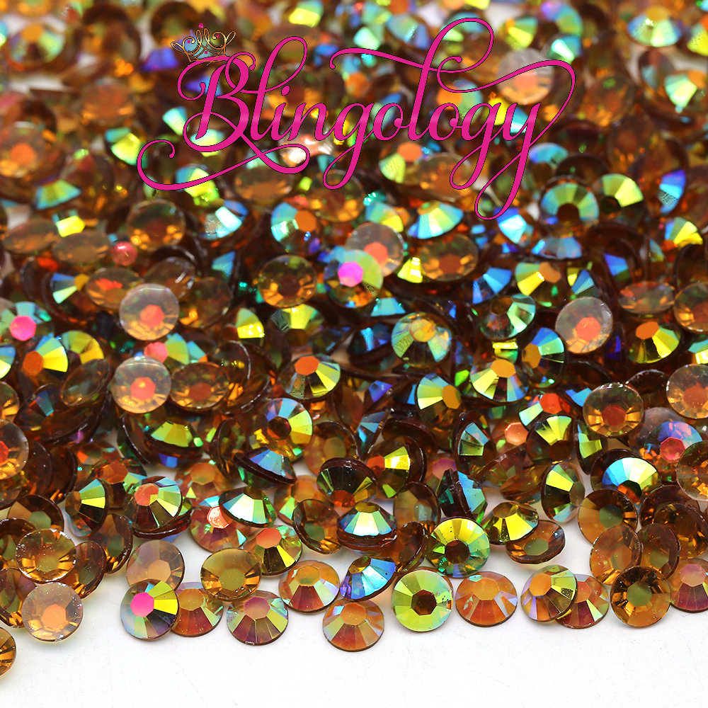Coffee AB Transparent Jelly Resin Round Flat Back Loose Rhinestones