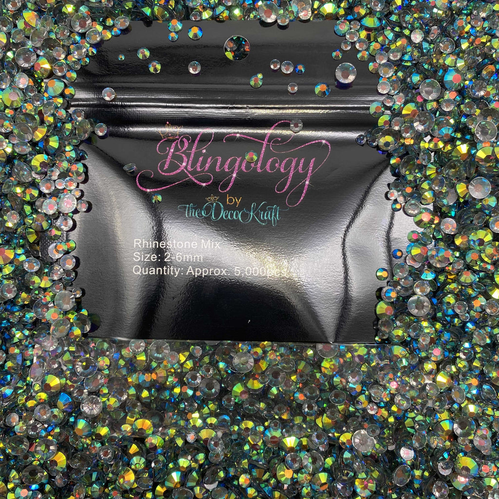 Black Diamond AB Transparent Jelly Resin Round Flat Back Loose Rhinestones