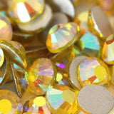 Citrine AB Glass Round Flat Back Loose Rhinestones