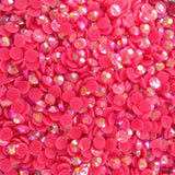 Dark Pink AB Jelly Resin Round Flat Back Loose Rhinestones
