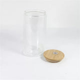 16oz Snow Globe Glass Double Wall Sublimation Tumbler Pre Drilled Snowglobe Beer Can with Bamboo Lid & Straw