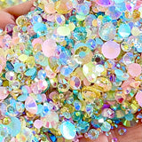 2-6mm Mixed Pink, Aqua, Champagne Jelly Round Flat Back Loose Rhinestones #28 - 5000pcs