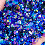 2-6mm Mixed Black, Purple, Blue Jelly Round Flat Back Loose Rhinestones #31 - 5000pcs