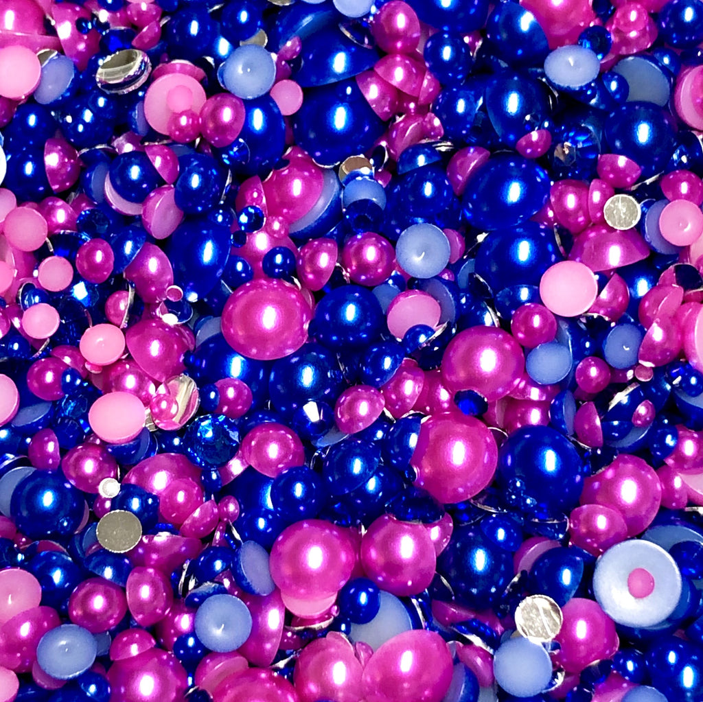 2-10mm Mixed Pearls and Rhinestones Resin Round Flat Back Loose Pearls #64 - 2000pcs